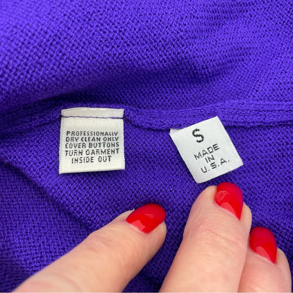 St. John Knit Bomber Cardigan Jacket Small Green/Purple - Picture 16 of 16
